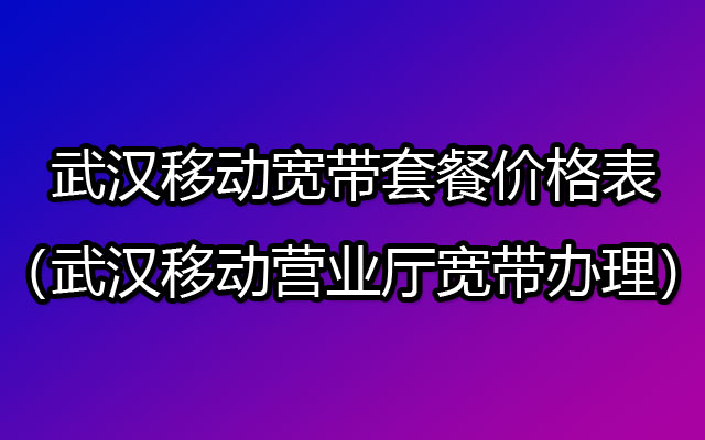 2024年武汉移动宽带套餐价格表（武汉移动营业厅宽带办理）